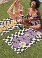 Daisy Personalized Beach Towel,Groovy Checkered Custom Name Towel, Custom Pool Towel, Groovy Birthday Vacation Gift, Bridesmaid Towel 16421888 - DiyGiftly