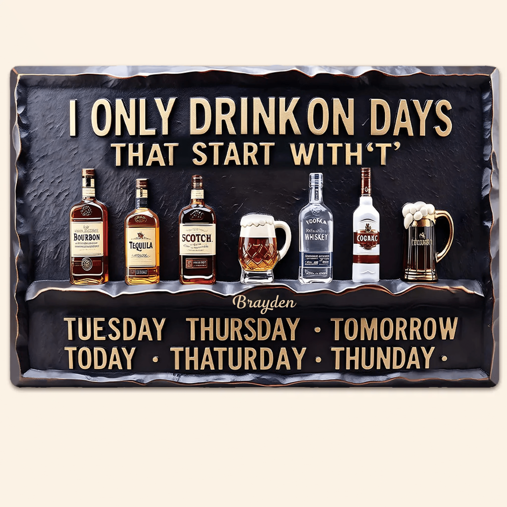 Days Start With T - Personalized Wine Rectangle Metal Sign 739349 - 739440 - DiyGiftly