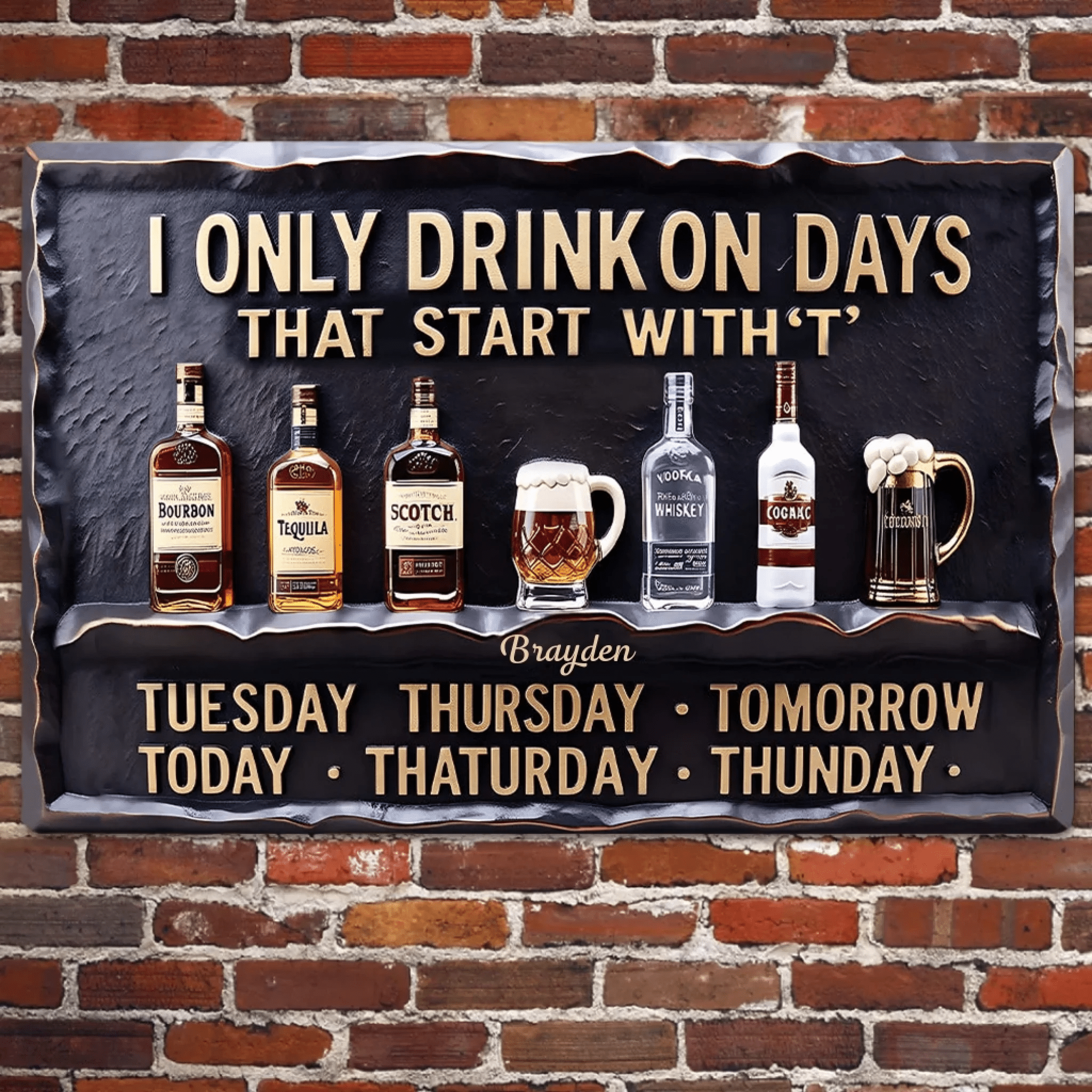 Days Start With T - Personalized Wine Rectangle Metal Sign 739349 - 739440 - DiyGiftly