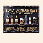 Days Start With T - Personalized Wine Rectangle Metal Sign 739349 - 739440 - DiyGiftly