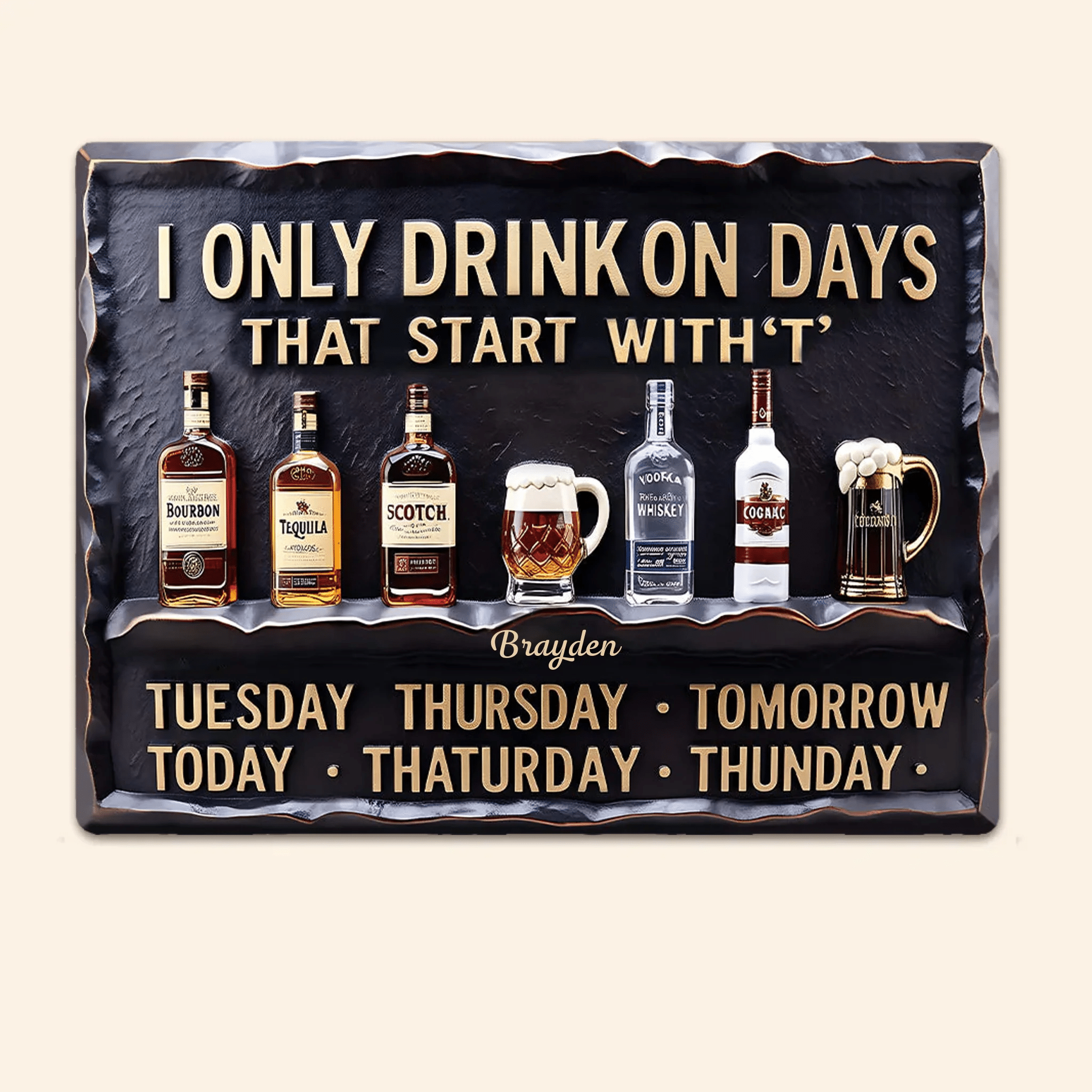 Days Start With T - Personalized Wine Rectangle Metal Sign 739349 - 739440 - DiyGiftly