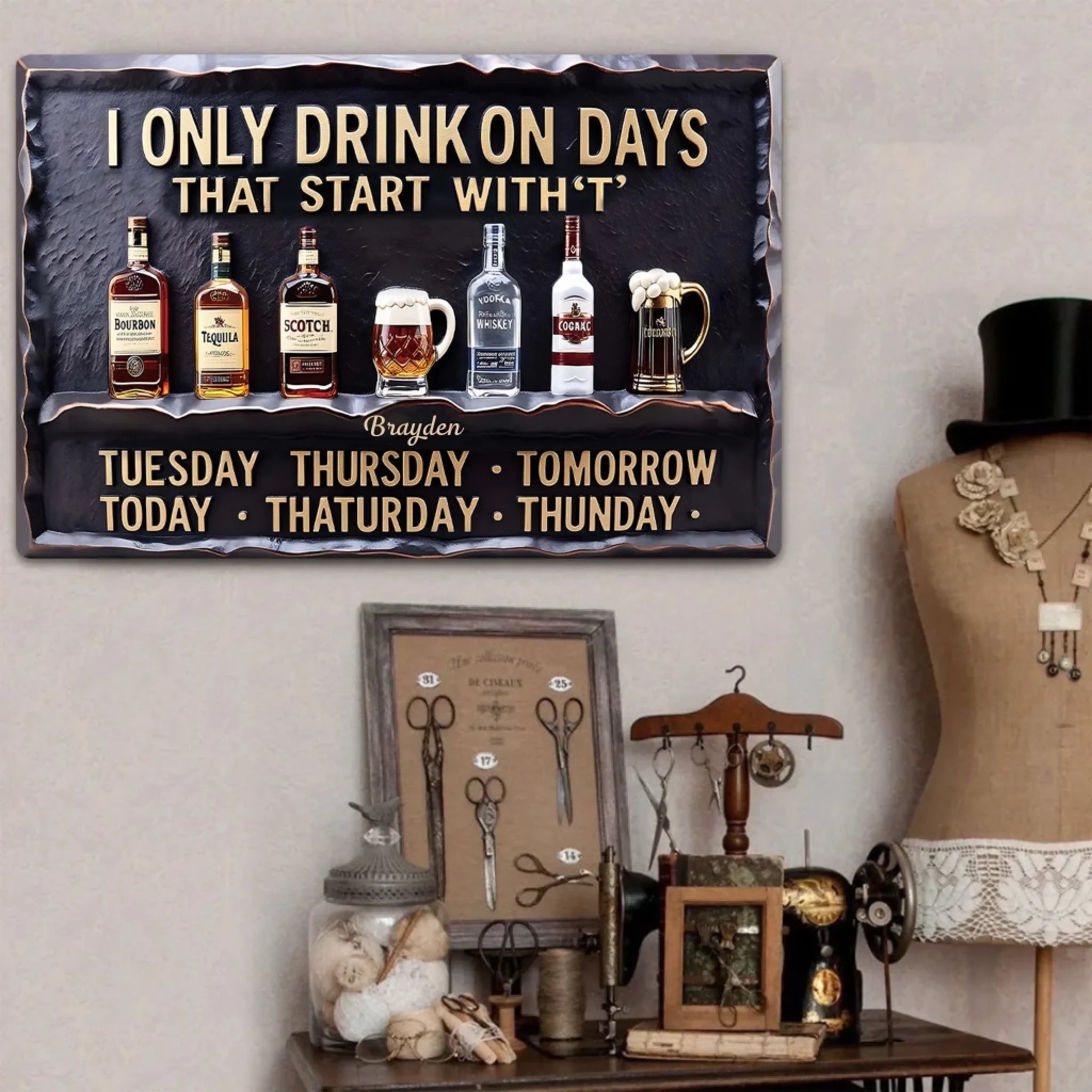 Days Start With T - Personalized Wine Rectangle Metal Sign 739349 - 739440 - DiyGiftly