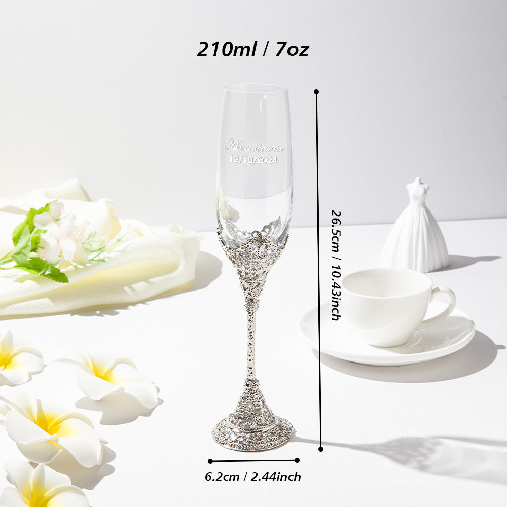 Personalized Champagne Flutes Toasting Glasses Wedding Gift for Bride and Groom