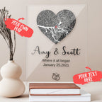 Personalized Names and Date Acrylic Display Coordinates Map Plaque anniversary gift