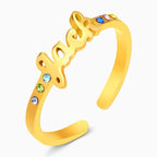 Custom Name Ring with Six Birthstones Anniversary Gift Valentine's Day Gift