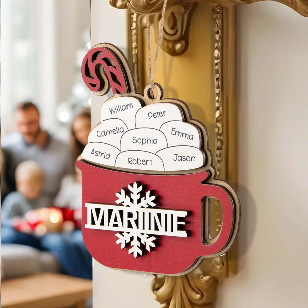 Personalized Family Hot Cocoa Ornament with Name Christmas Ornament for Family Gift