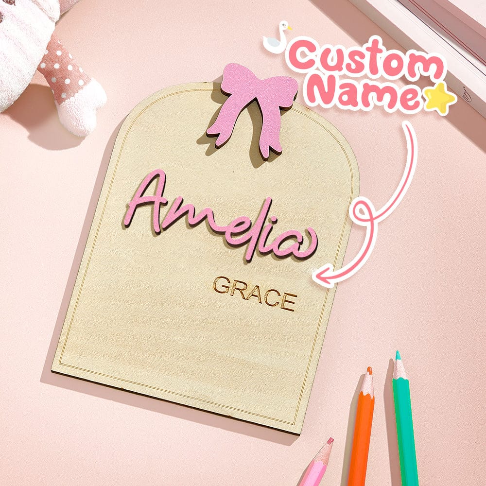 Personalized Coquette Bow Baby Name Sign with Birth Information Baby Shower Gift for New Mom