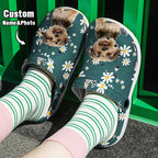 Personalized Pet Face Clog Funny Floral Print Clogs Slipper Gift for Pet Lover