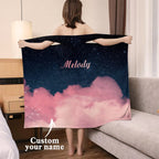Custom Name Wrap Towel Dress Pink Clouds Bathrobe Bath Towel
