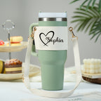 Personalized Water Bottle Carrier Bag for 40oz Stanley Tumbler with Adjustable Strap Gift for Her