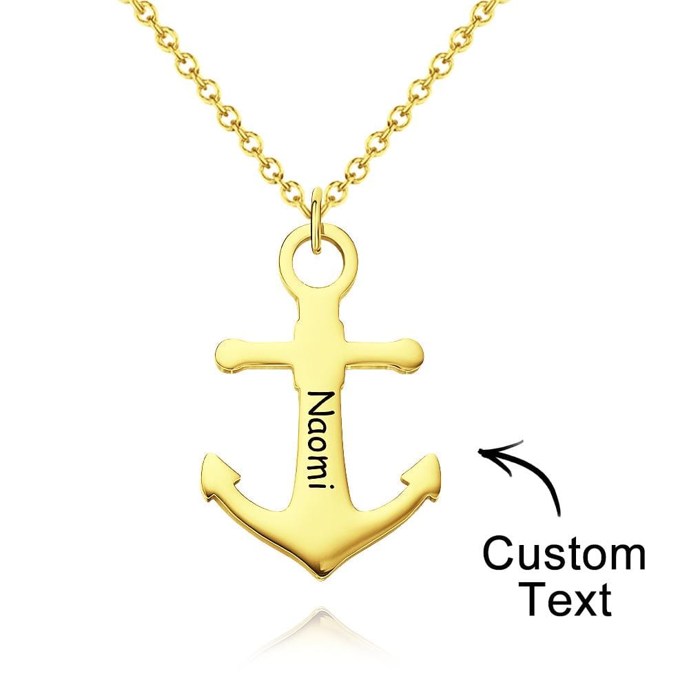 Custom Engraved Name Jewelry Personalized Anchor Pendant Necklace Gift for Women