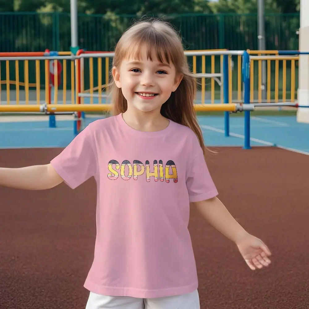 shirt custom name back to school gift for daughter front view