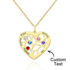 Custom Engraved Name Heart Pendant Necklace with Birthstone
