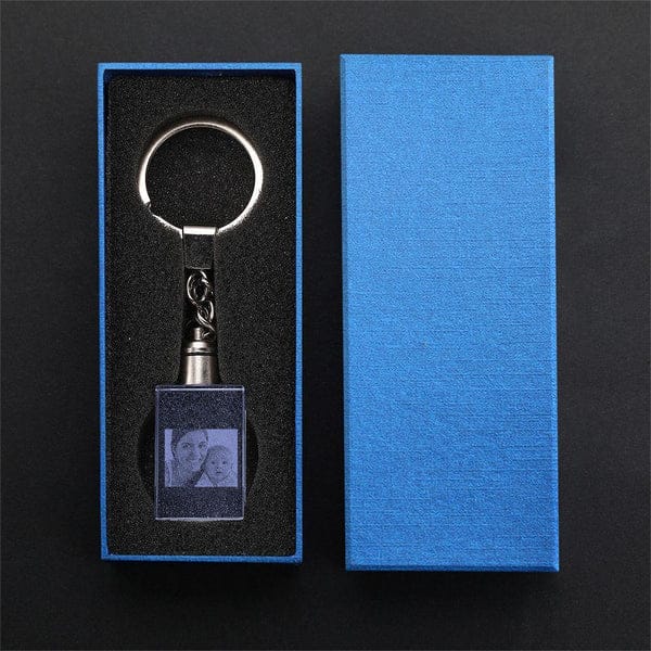 Personalized Photo Rectangle Crystal Keychain With LED Light
