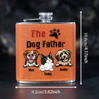 Personalized PU Leather Flask Stainless Steel 6oz Whiskey Flask Gift for Pet Lover