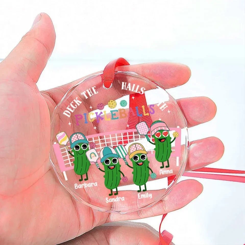 Deck The Halls With Pickleballs - Personalized Custom Glass Ornament 720708 - DiyGiftly