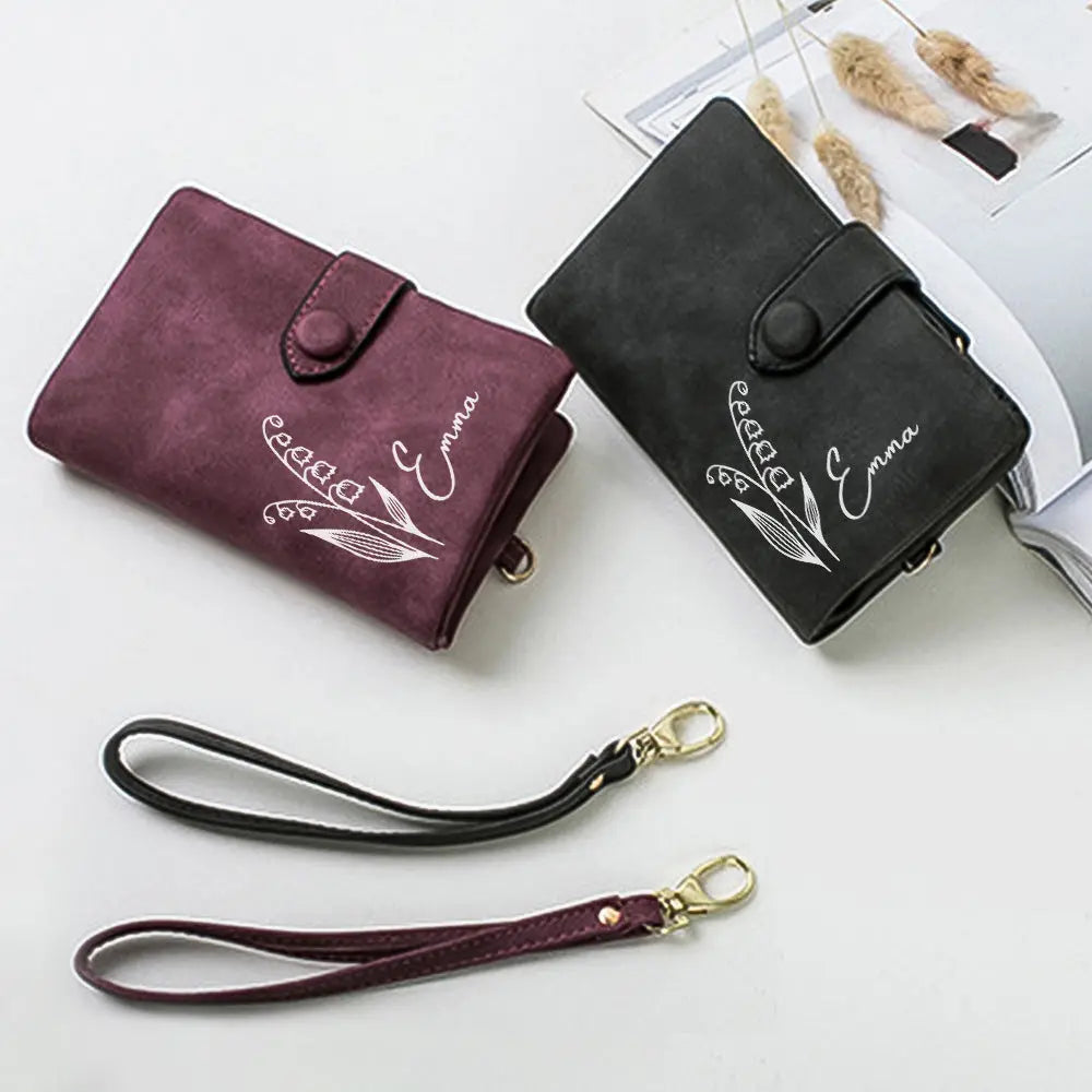 gifts for wife Forever Together - Unique Memento - Name Birth Flower Wallet Card Holder Birthday Gift for her - gifts for wif
