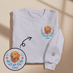 Custom Embroidered-Style Pet Sweatshirt – Personalized Pullover with Pet Name & Wreath
