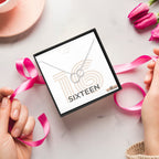 Interlocking Circle Necklace with Custom Age Message Card for Birthday Gift