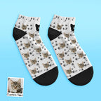 Custom Face Low Cut Ankle Socks with Cat Gift for Pet Lover