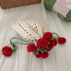 gifts for wife DIY Knitted Rose Bouquet Bag Woven Bucket Bag Ready-Made Hand-woven Flower Bouquet Gift For Mother or Girlfrie