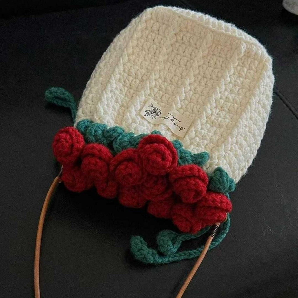gifts for wife DIY Knitted Rose Bouquet Bag Woven Bucket Bag Ready-Made Hand-woven Flower Bouquet Gift For Mother or Girlfrie