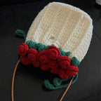 gifts for wife DIY Knitted Rose Bouquet Bag Woven Bucket Bag Ready-Made Hand-woven Flower Bouquet Gift For Mother or Girlfrie