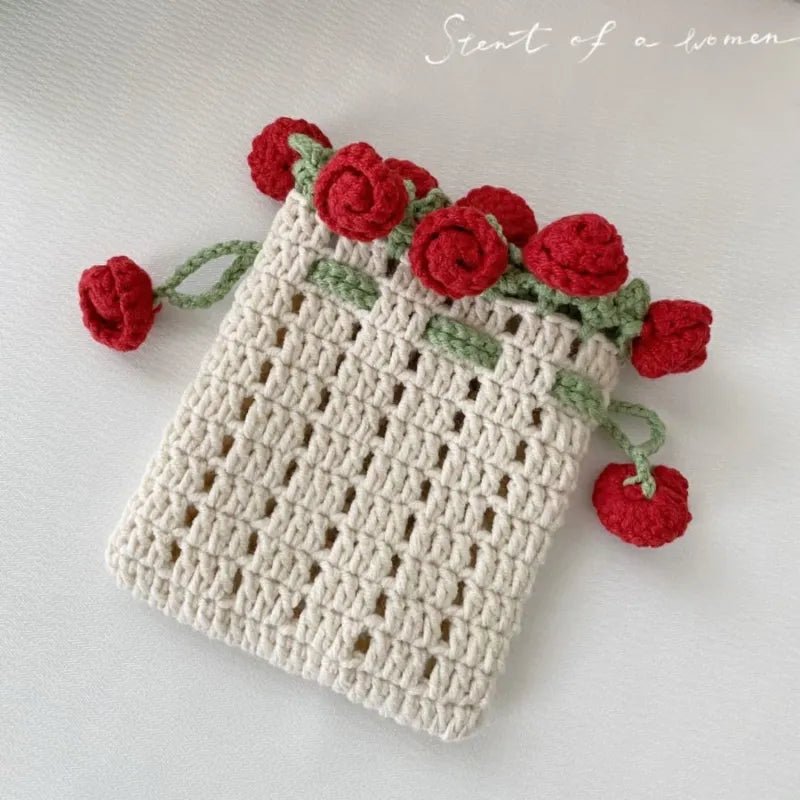 gifts for wife DIY Knitted Rose Bouquet Bag Woven Bucket Bag Ready-Made Hand-woven Flower Bouquet Gift For Mother or Girlfrie