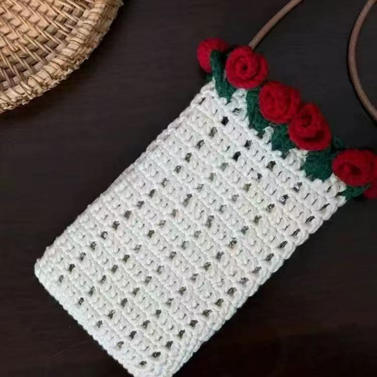 gifts for wife DIY Knitted Rose Bouquet Bag Woven Bucket Bag Ready-Made Hand-woven Flower Bouquet Gift For Mother or Girlfrie