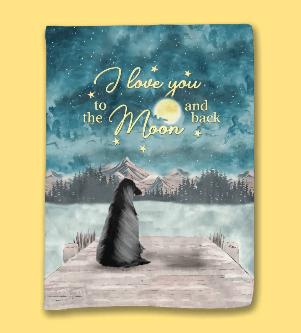 Dog Lover Gifts - Girl and Dogs - I love you to the moon and back (Custom Blankets) - Personalized Blanket 722866 - DiyGiftly