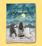 Dog Lover Gifts - Girl and Dogs - I love you to the moon and back (Custom Blankets) - Personalized Blanket 722866 - DiyGiftly