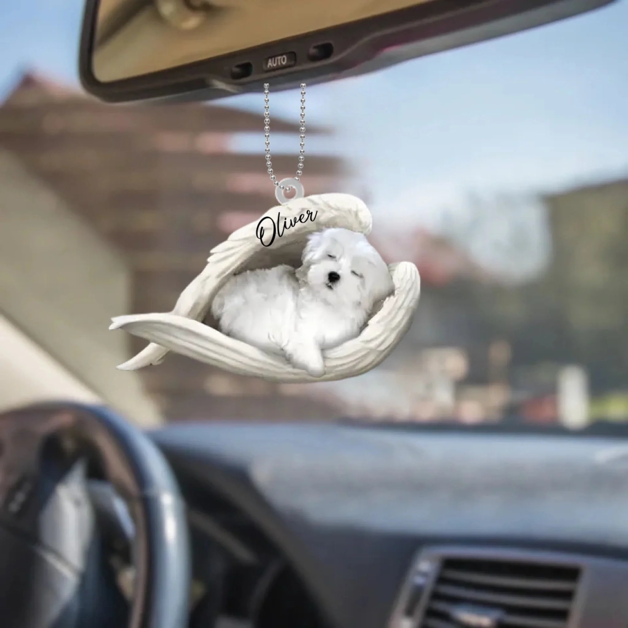 Dog Memorial Angel Car Ornament – Personalized Sleeping Pet Design 1064952 - DiyGiftly
