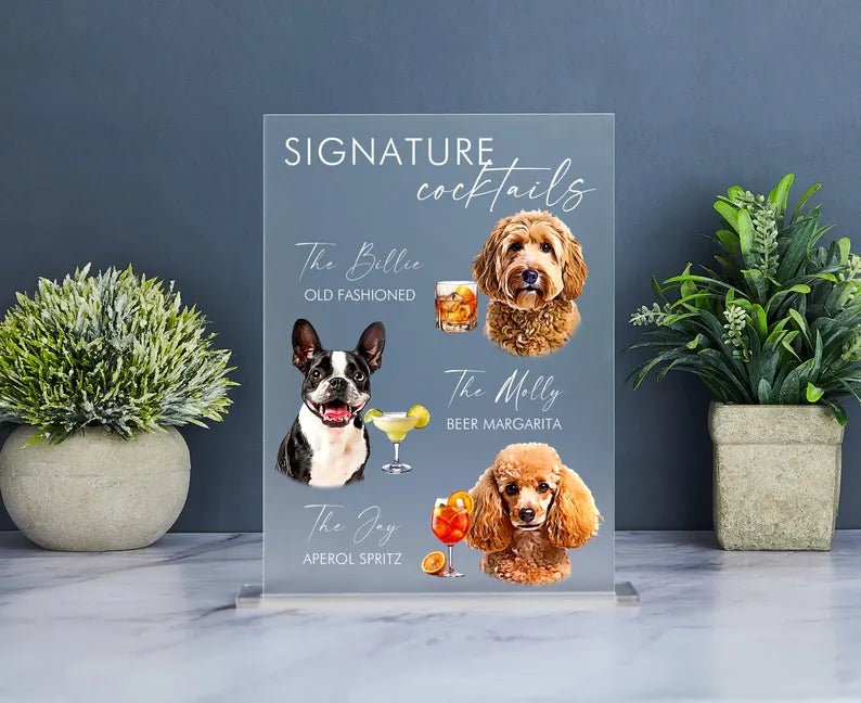Dog Signature Cocktails Sign, Pet Signature Drink Bar Menu, Acrylic Wedding Bar Menu, Pet Wedding Bar Sign, Dog Signature Drinks Sign 209088 - DiyGiftly