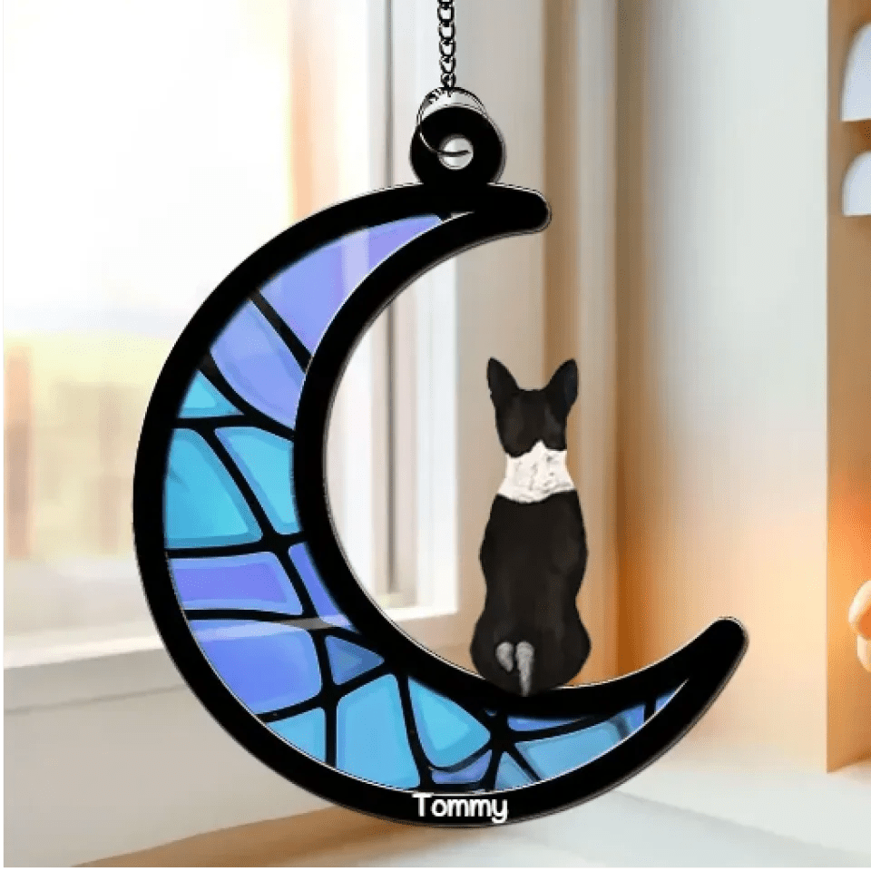 loss of dog gift suncatcher ornament personalized design window hanging keepsake detail view