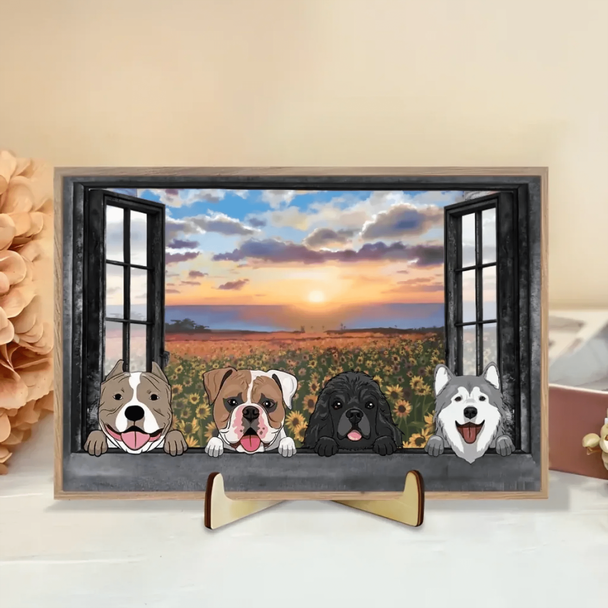 Dogs By The Window - Personalized Horizontal Canvas 735323 - DiyGiftly