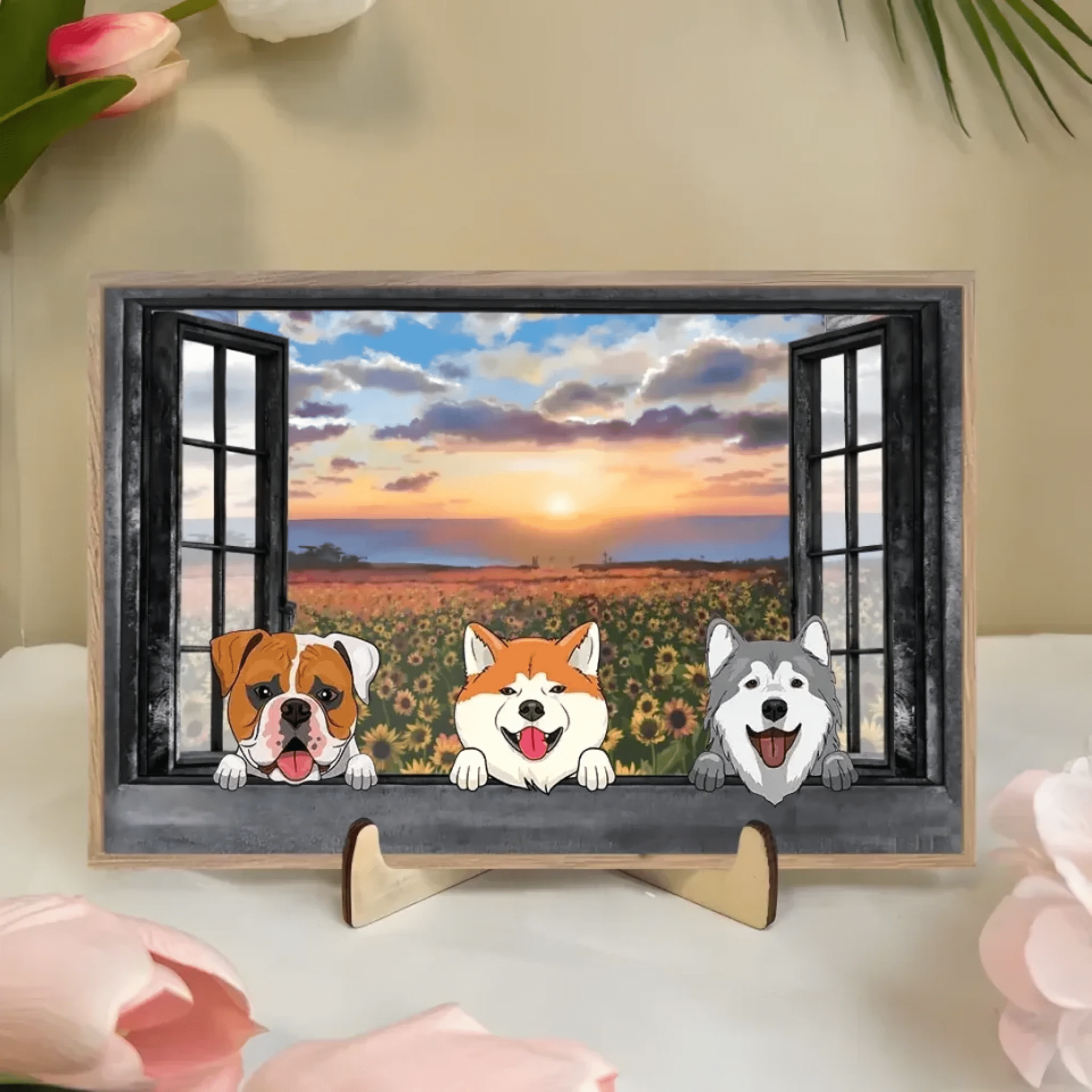 Dogs By The Window - Personalized Horizontal Canvas 735323 - DiyGiftly