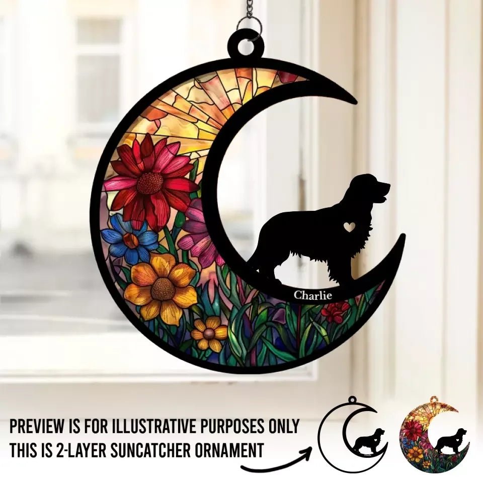loss of dog gift suncatcher ornament personalized design window hanging keepsake detail view