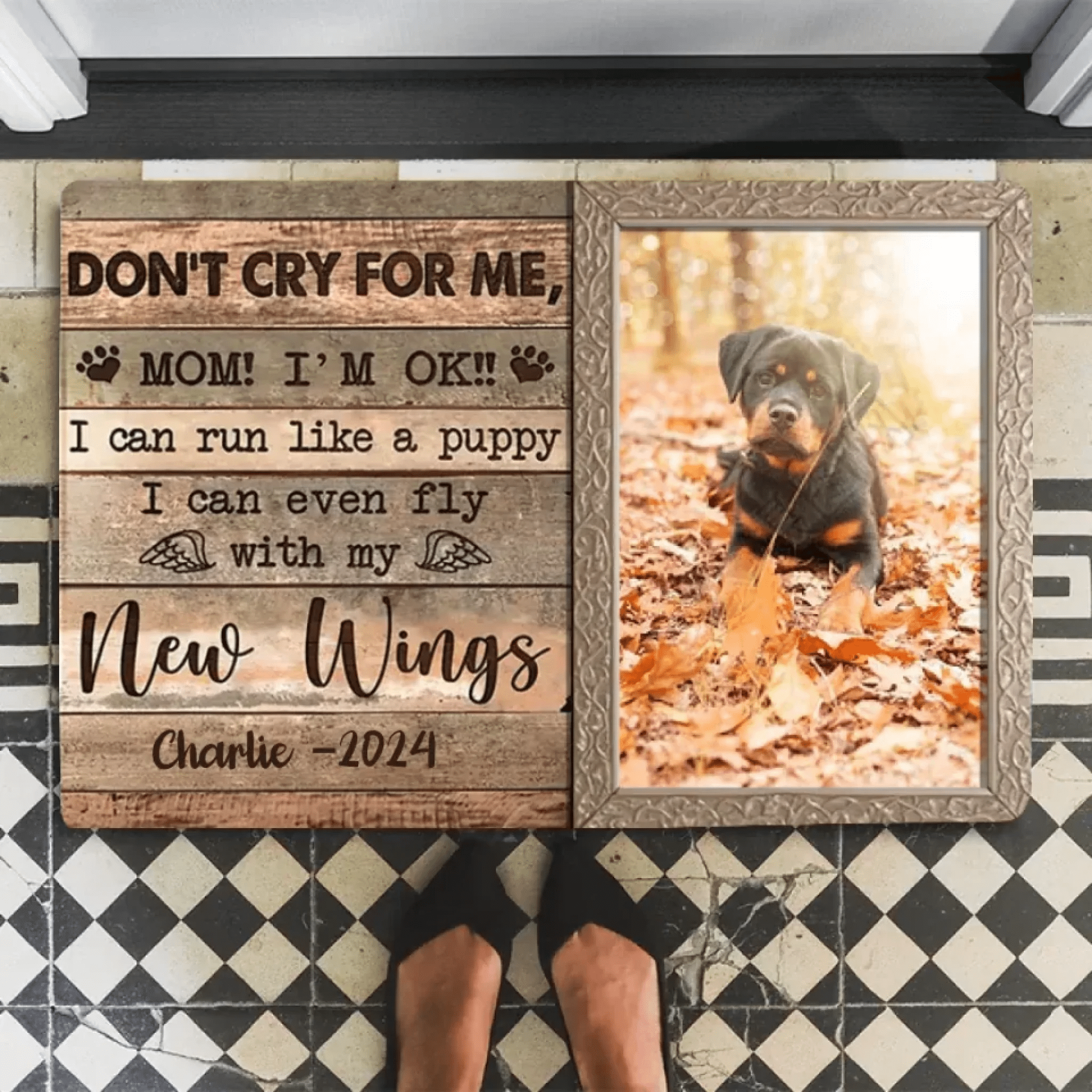 Don't Cry For Me Mom I'm OK - Upload Image, Personalized Horizontal Mat 710014 - D - DiyGiftly