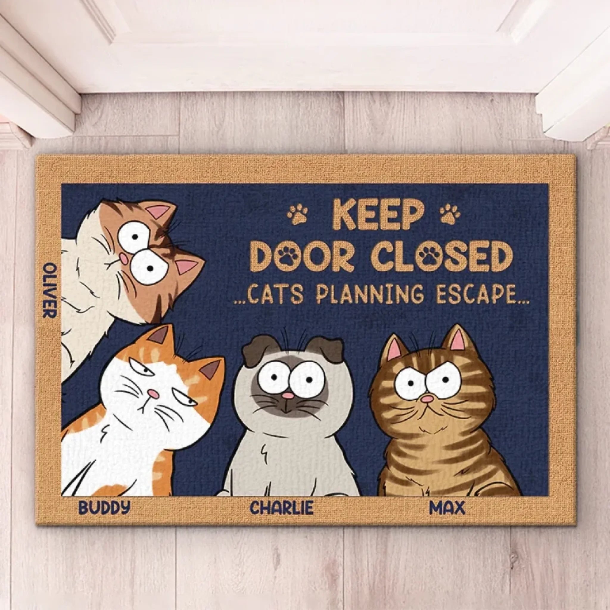 Don't Let The Cat Out No Matter What He Tells You - Cat Personalized Custom Home Decor Decorative Mat - House Warming Gift, Gift For Pet Owners, Pet Lovers 658054 - DiyGiftly