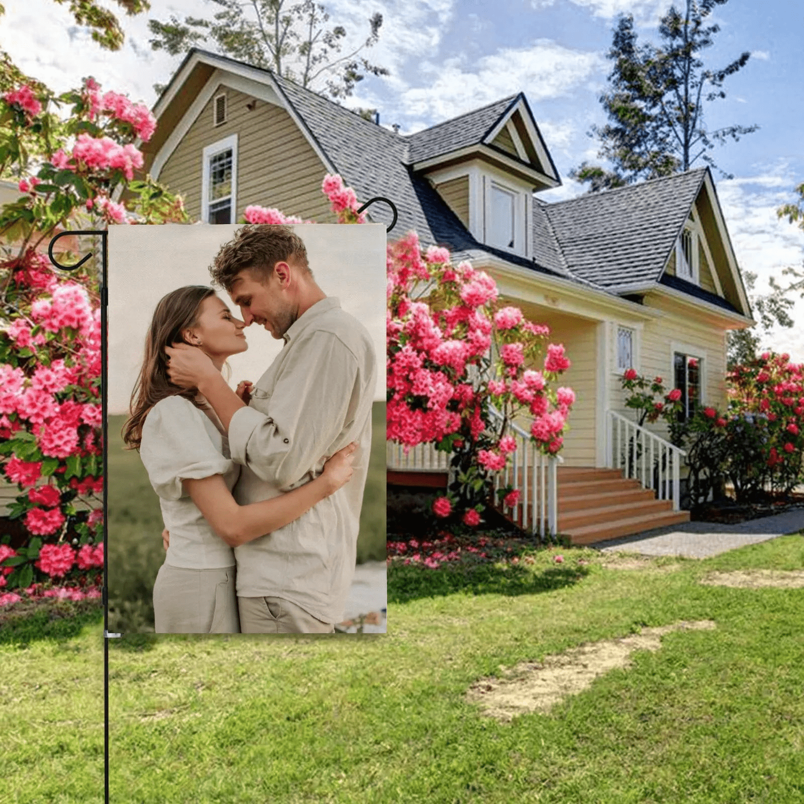 Double - Sided Custom Linen Garden Flag – Personalized Yard Banner - DiyGiftly