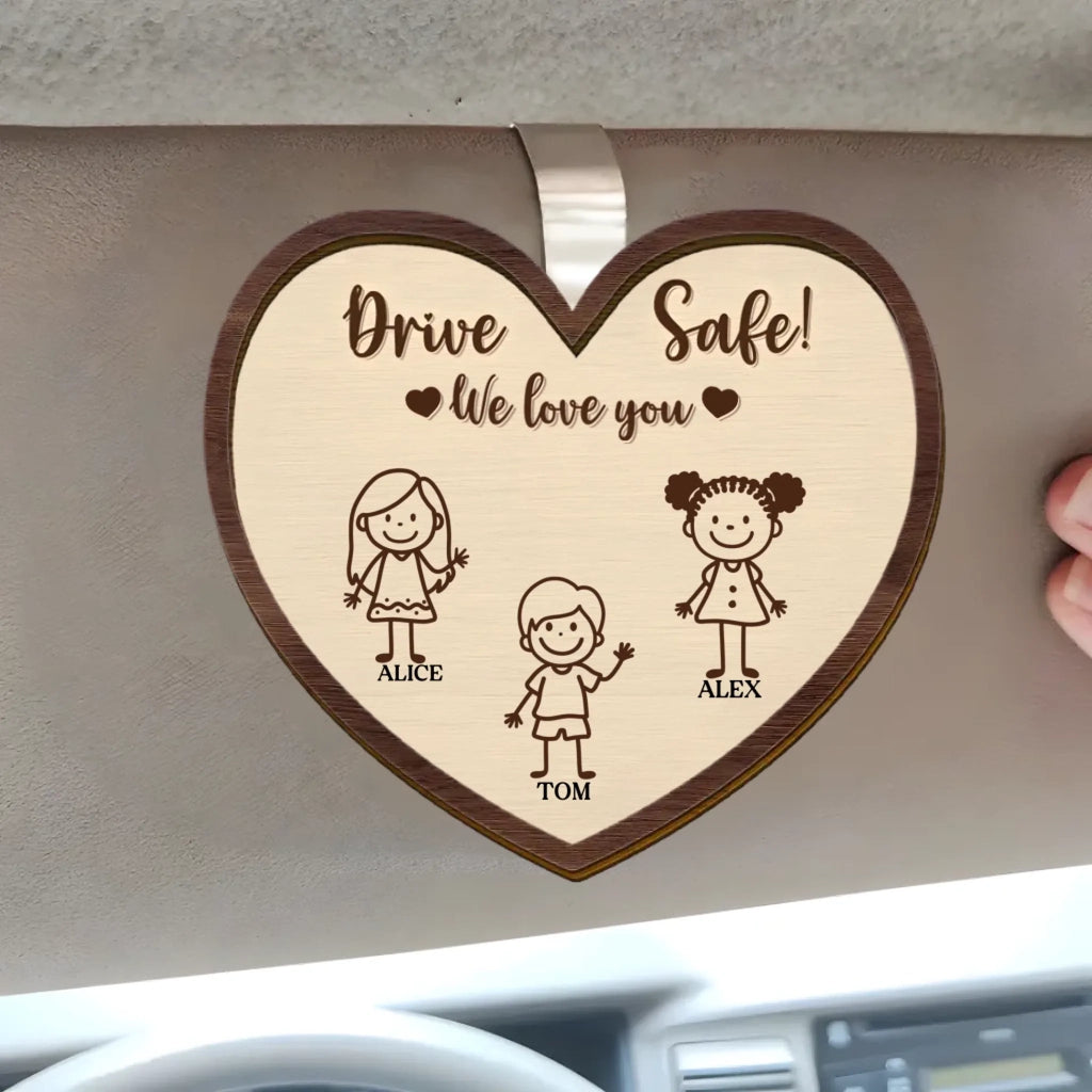 drive safe kids stick figure heart custom gift for dad personalized gift