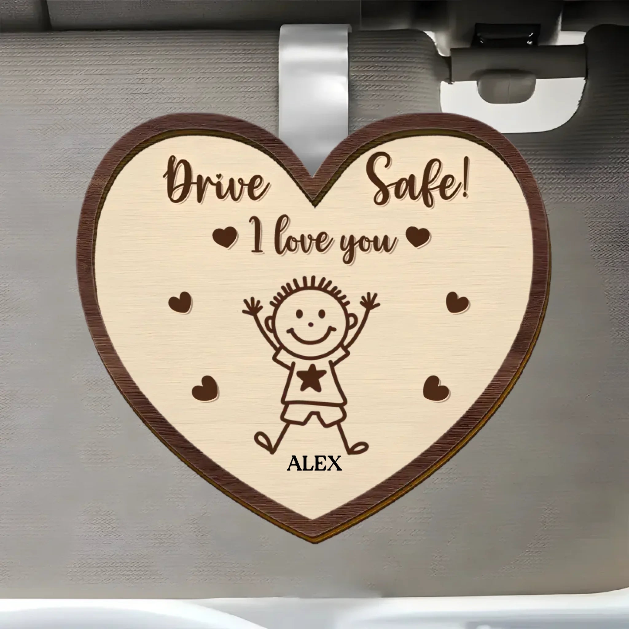 drive safe kids stick figure heart design custom gift for everyday use
