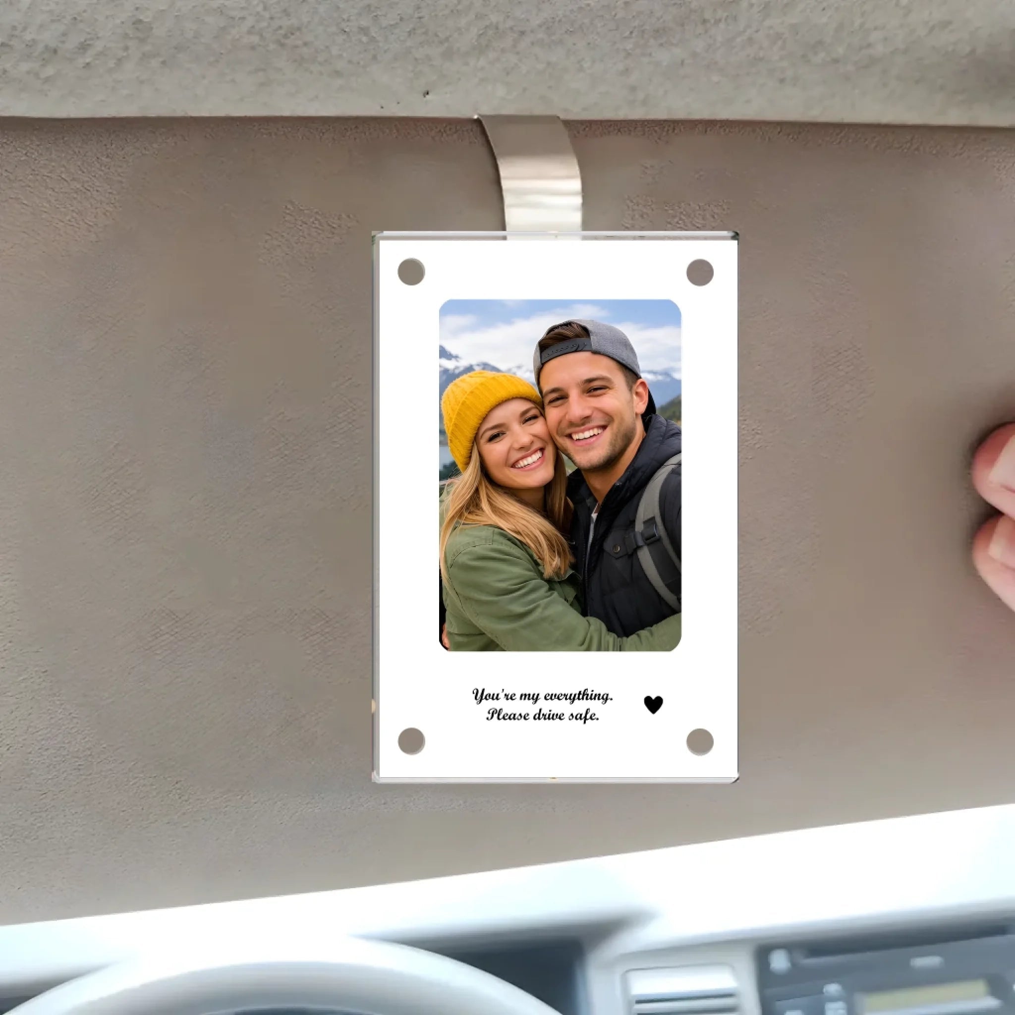gifts for wife Drive with Love Stay Safe Personalized Photo Car Visor Clip - Custom Photo & Heartfelt Text Durable UV Print o