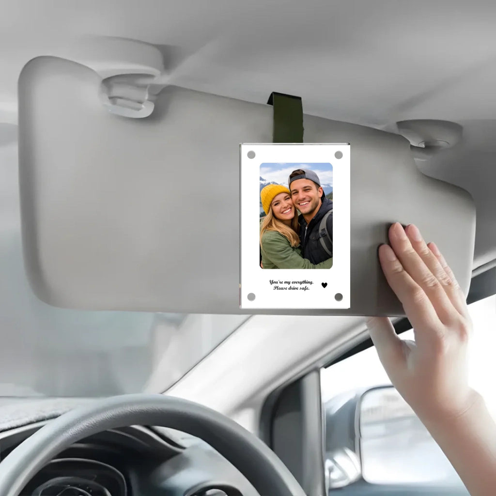 gifts for wife Drive with Love Stay Safe Personalized Photo Car Visor Clip - Custom Photo & Heartfelt Text Durable UV Print o