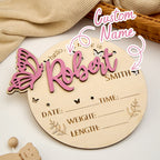 Personalized Butterfly Birth Announcement Sign Photo Prop Baby Shower Gift for Baby New Parents