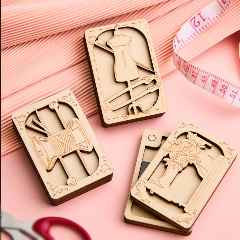 Personalized Wooden Needle Box Holder with Magnet Needle Storage Tool Gift for Craft Lovers
