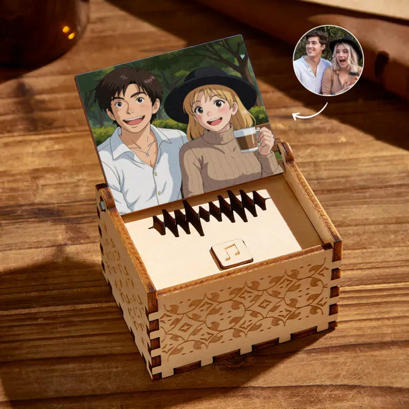 Custom Anime Style Music Box with Your Photo | Choose Your Own Song