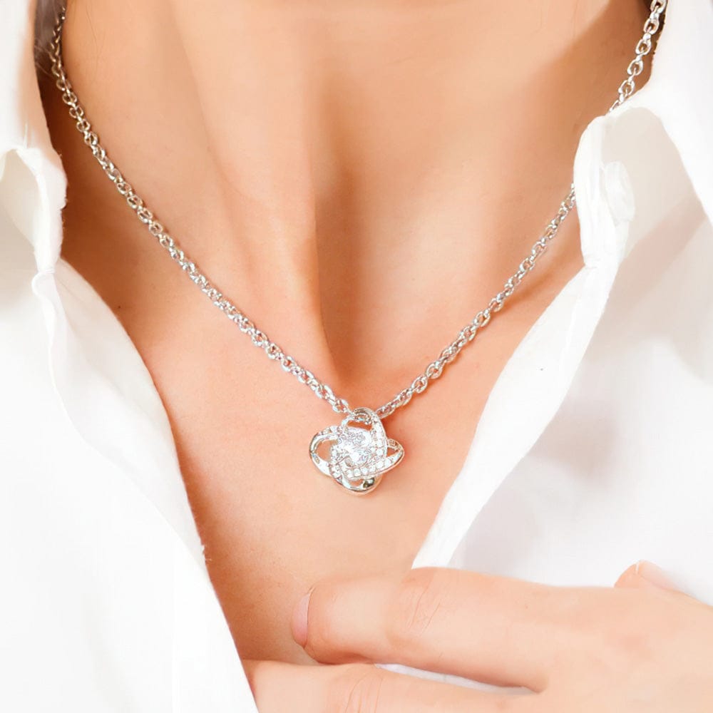 Cubic Zirconia Four Leaf Clover Necklace with Photo Message Card Personalized Birthday Gift for Mum