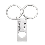 Custom Engraved Text Stainless Steel Couples Keychains