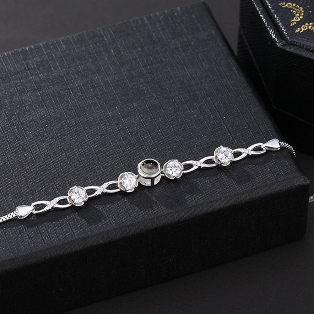 Custom Flower Photo Projection Bracelet 925 Sterling Silver